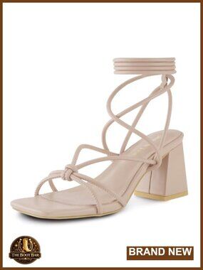 Lace Up Square Toe Chunky Heel Sandals Women Gladiator Style
